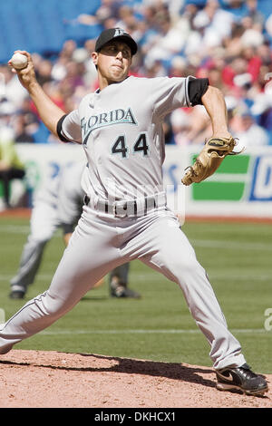 Florida Marlins pitcher Brian Sanches throws a pitch in the bottom of the seventh inning. The Florida Marlins extend their win over the Blue Jays to two after winning yesterday and now today  with a score of 6-5. (Credit Image: © Terry Ting/Southcreek Global/ZUMApress.com) Stock Photo