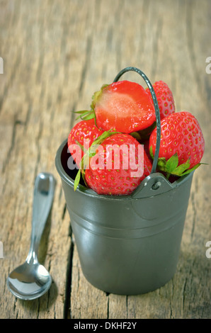 Strawberry wooden bucket Isolated on white background Stock Photo - Alamy