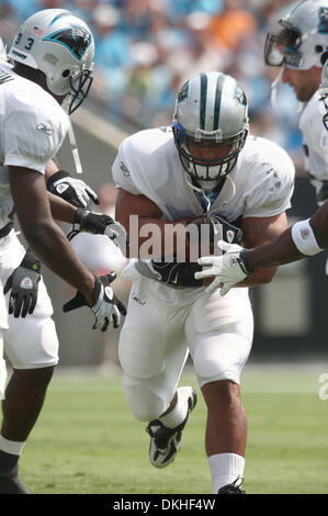 Aug. 8, 2009 - Charlotte, North Carolina, U.S - August 8, 2009:  Carolina Panther rookie fullback Tony Fiammetta #42 runs a gauntlet of teammates during scrimmage at the Fan Fest held at Bank of America Stadium in Charlotte, North Carolina. (Credit Image: © Southcreek Global/ZUMApress.com) Stock Photo