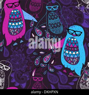 vector l seamless pattern with colorful penguins Stock Vector