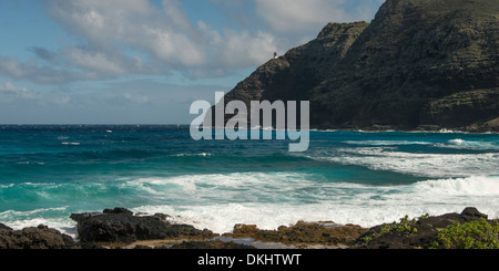 Rock formations on the coast, Waimanalo, Makapuu Point, Honolulu, Oahu, Hawaii, USA Stock Photo