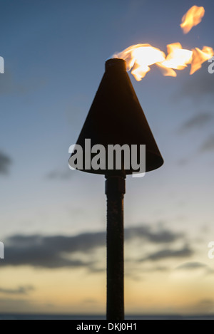 Close-up of a flaming torch, Waikiki, Honolulu, Oahu, Hawaii, USA Stock Photo
