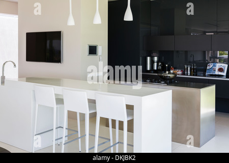 Breakfast bar in modern kitchen
