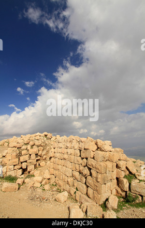 Ruins of the Hasmonean fortress Alexandrion (Alexandrium) on the Horn of Sartaba overlooking the Jordan Valley Stock Photo