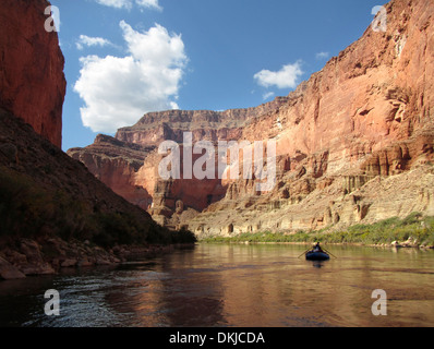 A few rafters in the Redwall area of the Grand Canyon. Stock Photo