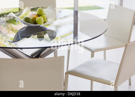 Modern dining table and chairs Stock Photo
