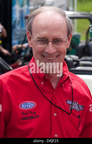 May 15, 2009 - Bristol, Tennessee, U.S - 15 May 2009: NHRA announcer Bob Frey walking around the pits. Thunder Valley Nationals were held at Bristol Dragway in Bristol, Tennessee. (Credit Image: © Alan Ashley/Southcreek Global/ZUMApress.com) Stock Photo