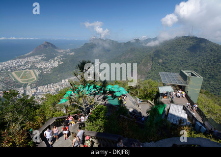 View from Christ the Redeemer overlooking Lagoa Rodrigo de Freitas in Rio de Janeiro, Brazil. Stock Photo