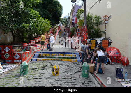 The Escadaria Selaron steps in Rio de Janeiro, Brazil Stock Photo
