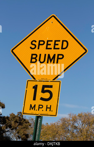 Speed Bump Road Sign, USA Stock Photo