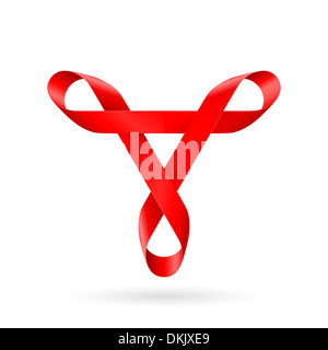 Red symbol of Mobius strip on white background. Stock Photo