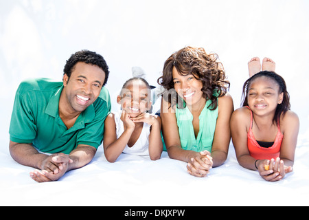 Happy family on white background Stock Photo