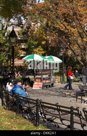 Park Goers on Benches, Washington Square Park, Greenwich Village, NYC