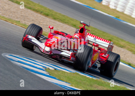 Michael Schumacher of Scuderia Ferrari F1 races on training session Stock Photo