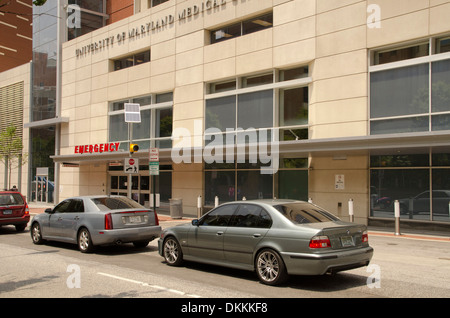 The emergency room entrance at the University of Maryland Trauma Center Stock Photo