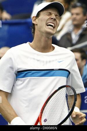 Feb. 19, 2010 - Memphis, Tn, USA - 19 Feb 10 (mwBerdych) Photo by Mark Weber - Tomas Berdych reacts after loosing a point agasint Ernests Gulbis during quarterfinals action at the Regions Morgan Keegan Championships Friday afternoon. (Credit Image: © The Commercial Appeal/ZUMApress.com) Stock Photo