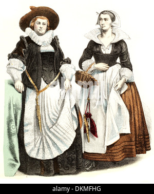 17th century XVII   Citizens dress in the Netherlands Stock Photo