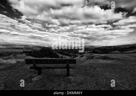 Werneth Low Bench Stock Photo