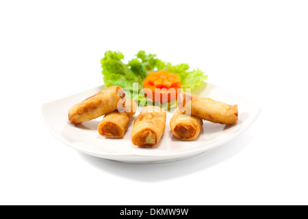 deep fried spring roll isolate on white background Stock Photo