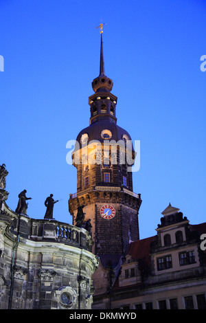 Hausmannsturm (Hausmann Tower) of Residenzschloss (Royal Palace),  Dresden, Saxony, Germany Stock Photo