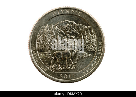 Olympic National Park Washington commemorative quarter coin isolated on white Stock Photo
