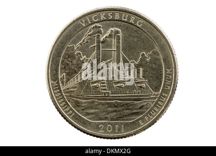 Vicksburg Mississippi commemorative quarter coin isolated on white Stock Photo