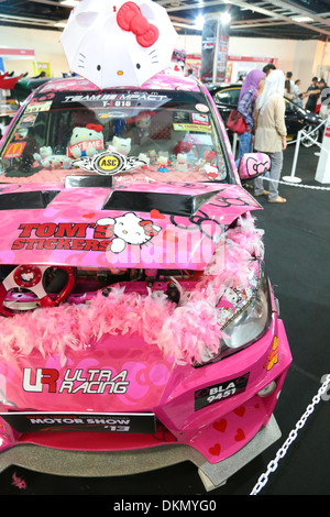 Car modified with Hello Kitty theme at KL International 