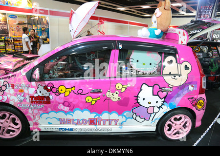 Car modified with Hello Kitty theme at KL International 