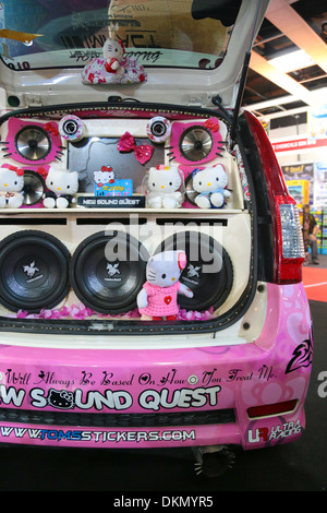 Car modified with Hello Kitty theme at KL International 