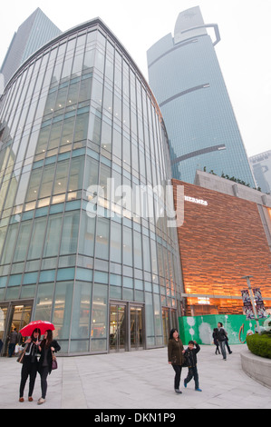 Plaza 66 commercial and office complex with Tower 2 building at West Nanjing Road - famous shopping street in Shanghai, China Stock Photo