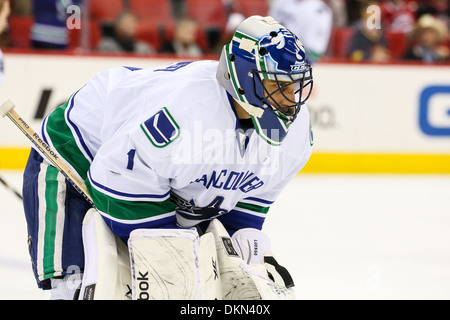 Vancouver Canucks Goalie Roberto Luongo (1) Makes A Save On Edmonton ...