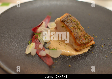 A dish of plaice served at Bubbeldogs restaurant, London Stock Photo