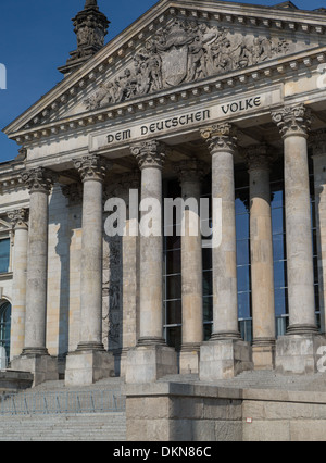 The German Reichstag or Bundestag is the home of the German parliament, It opened in 1894 and reopened in 1999 after restoration Stock Photo