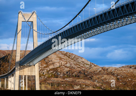 Typical automobile cable-stayed bridge. Rorvik, Norway Stock Photo