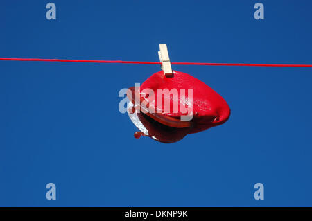 (dpa FILE) Illustration - An archive picture, dated 14 June 2013, shows a wallet hangind fron a washing line in Germany. Fotoarchiv für Zeitgeschichte - ATTENTION! NO WIRE SERVICE - Stock Photo