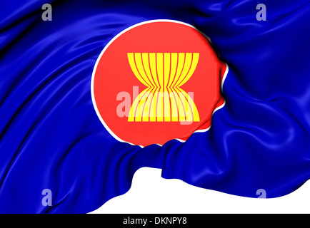 ASEAN Flag. Close Up. 3D. Stock Photo