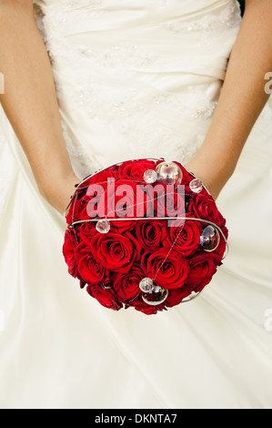 Perfect wedding bouquet made from red roses Stock Photo