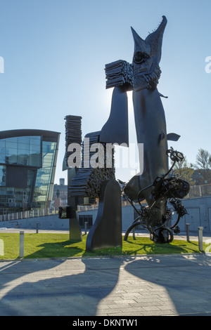 Modern sculpture by Reijo Hukkanen beside the Helsinki Music Centre ...