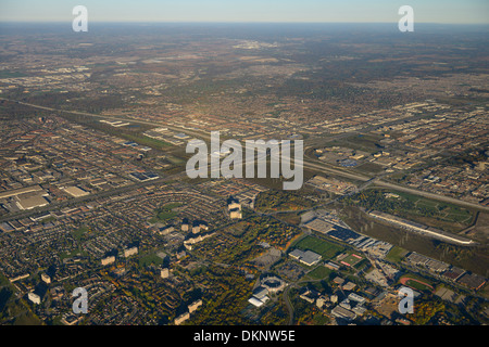 Aerial view north west York University with highway 407 and 400 Toronto and Vaughan Canada Stock Photo