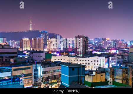 Seoul, South Korea skyline with Seoul Tower. Stock Photo