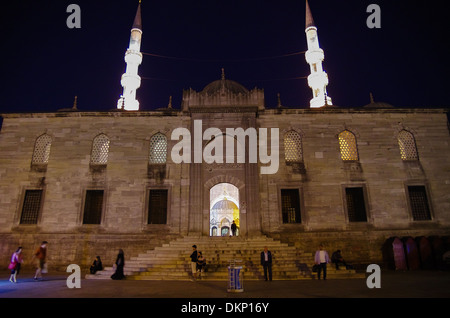 The entrance to the New Mosque in Istanbul, Turkey, in the early evening. Stock Photo