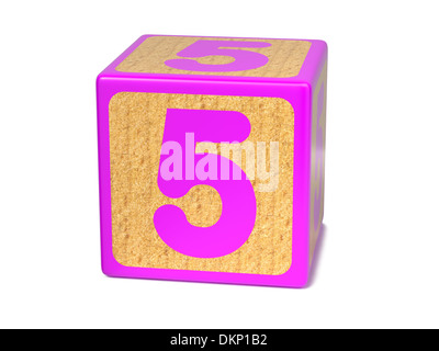 Number 5 - Childrens Alphabet Block. Stock Photo