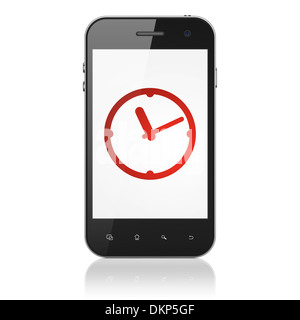 Timeline concept: Clock on smartphone Stock Photo