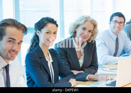 smiling business people meeting in office Stock Photo - Alamy