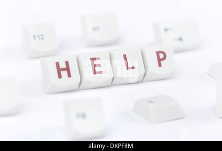 Concept of computer keyboard button with help word symbolizing technical assistance and computer service Stock Photo