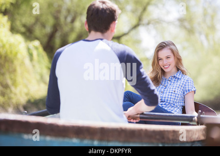Couple in rowboat Stock Photo