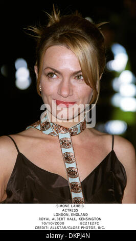 Oct. 10, 2000 - ROYAL ALBERT HALL, KENSINGTON - SIMONE LAHBIB.ACTRESS. LONDON, ENGLAND.ROYAL ALBERT HALL, KENSINGTON.10/10/2000.BC21E27C.CREDIT:(Credit Image: © Globe Photos/ZUMAPRESS.com) Stock Photo