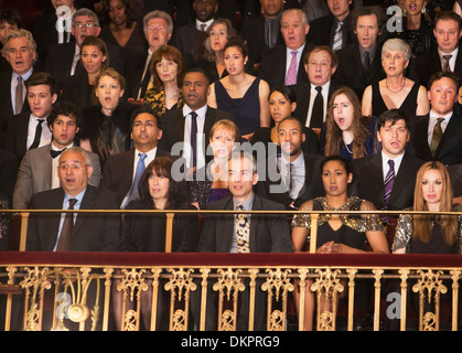 Serious audience in theater balcony Stock Photo