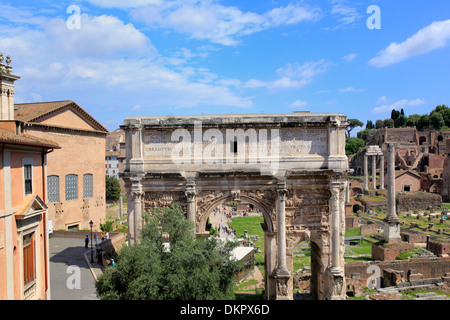 Triumphal arch of Septimius Severus, Roman Forum, Rome, Italy Stock Photo