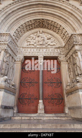 West portal (circa 1190) of Cathedral of Saint Trophime in Arles. UNESCO World Heritage Site. Stock Photo